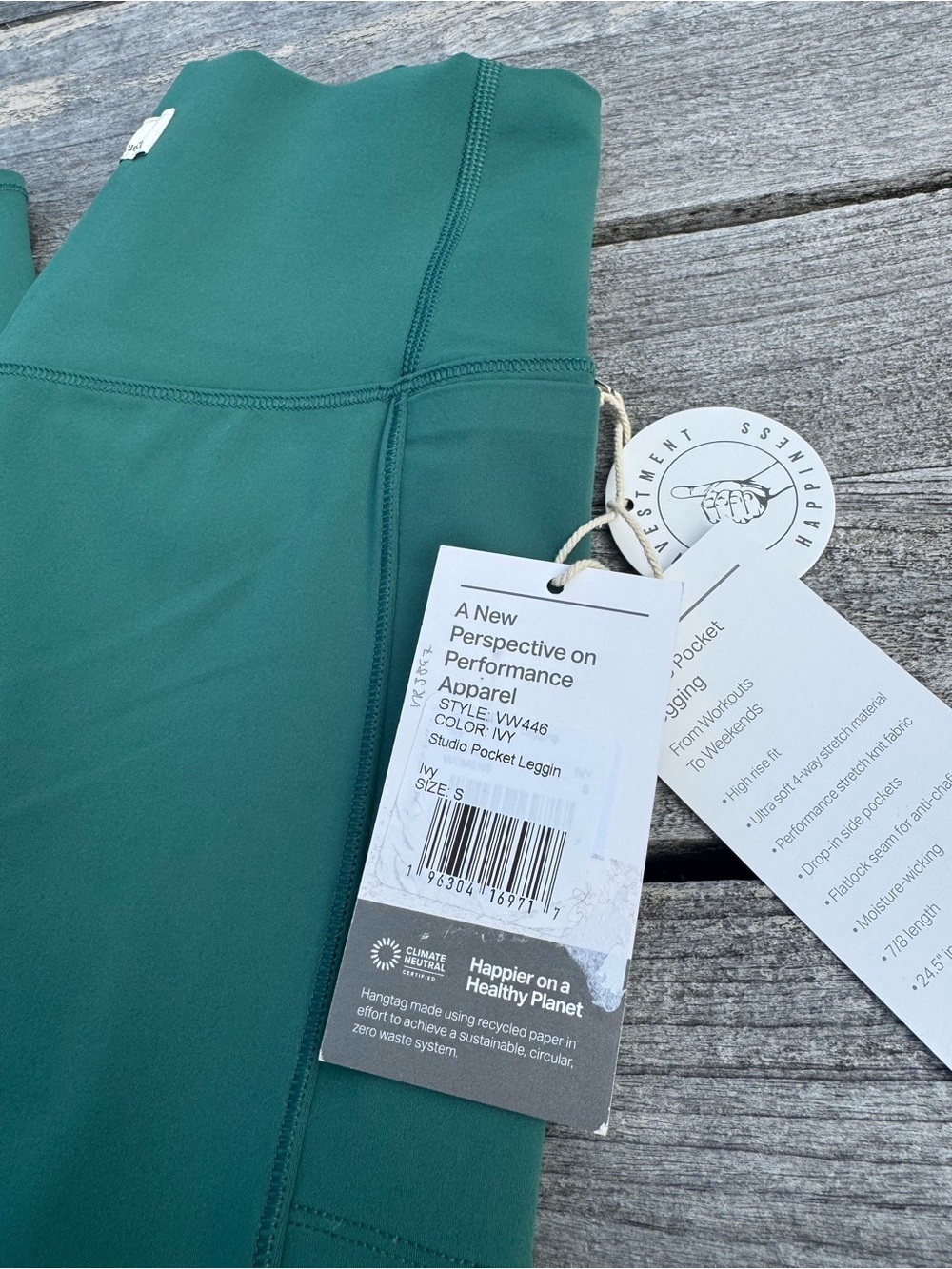 VUORIβ Studio Pocket Legging Ivy Green small NWT - Picture 3 of 6